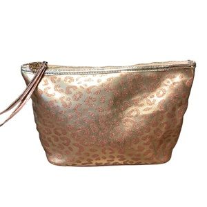Blush/Pink Leopard Print Glittery Makeup Bag Large